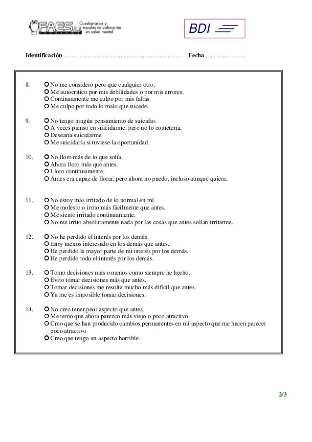 inventario beck depresion